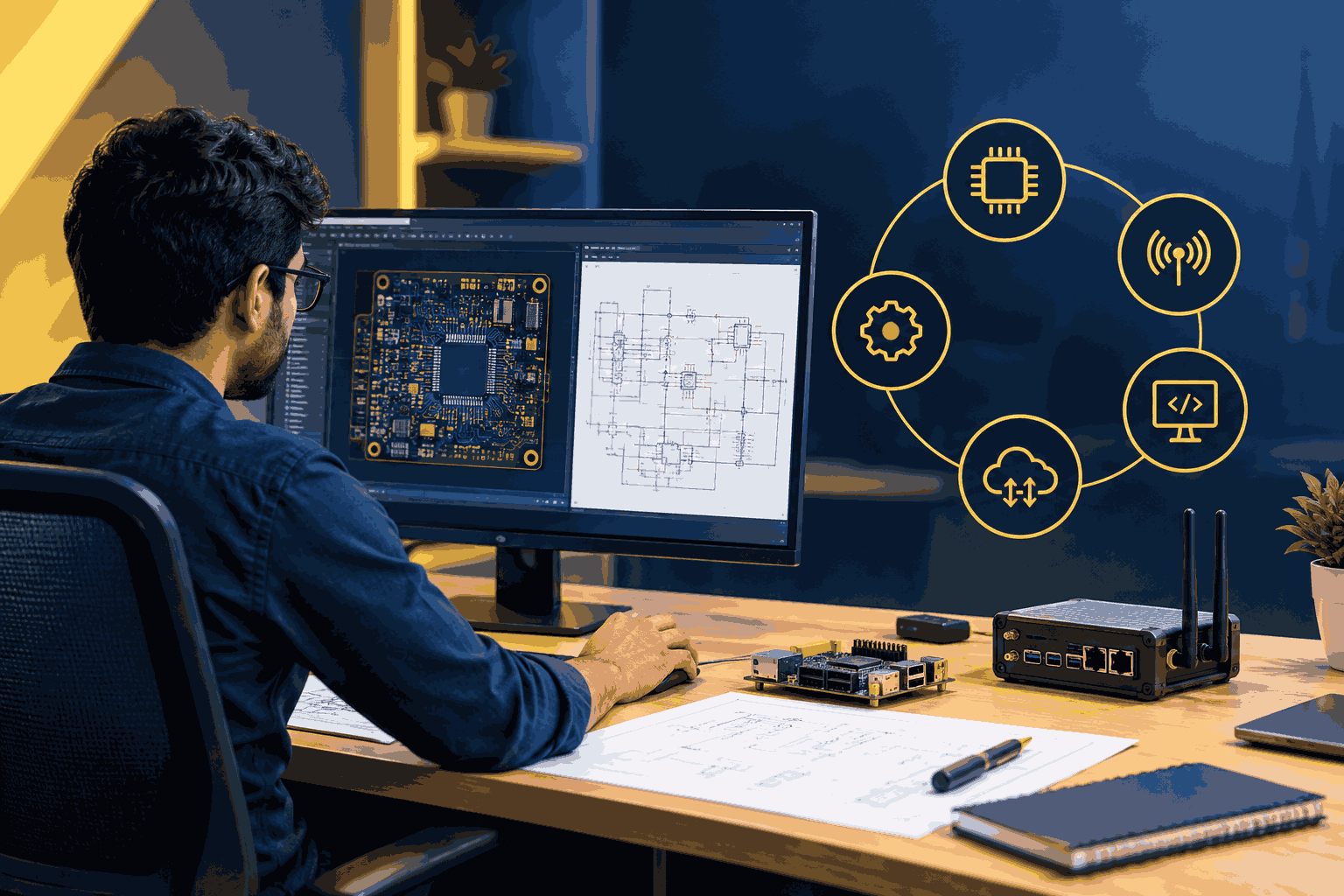 Engineer designing an embedded product architecture